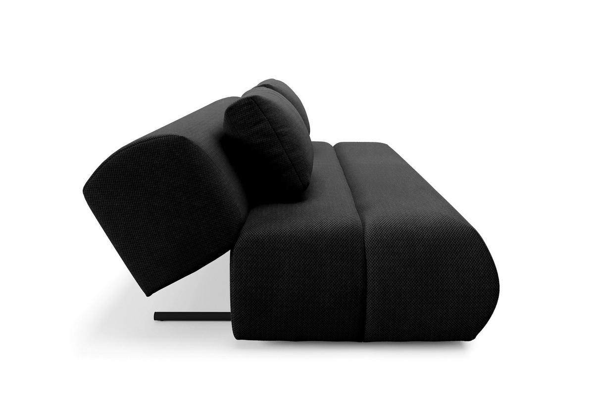 BETTSOFA ATOMO Schwarz Velours-Stoff mit Schlaffunktion - Schwarz, Holz (217/82/134cm) - MASSENO