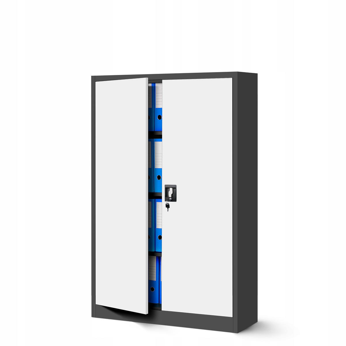 BÜROSCHRANK KEVIN - Anthrazit/Weiß, Metall (90/140/40cm) - Jan Nowak