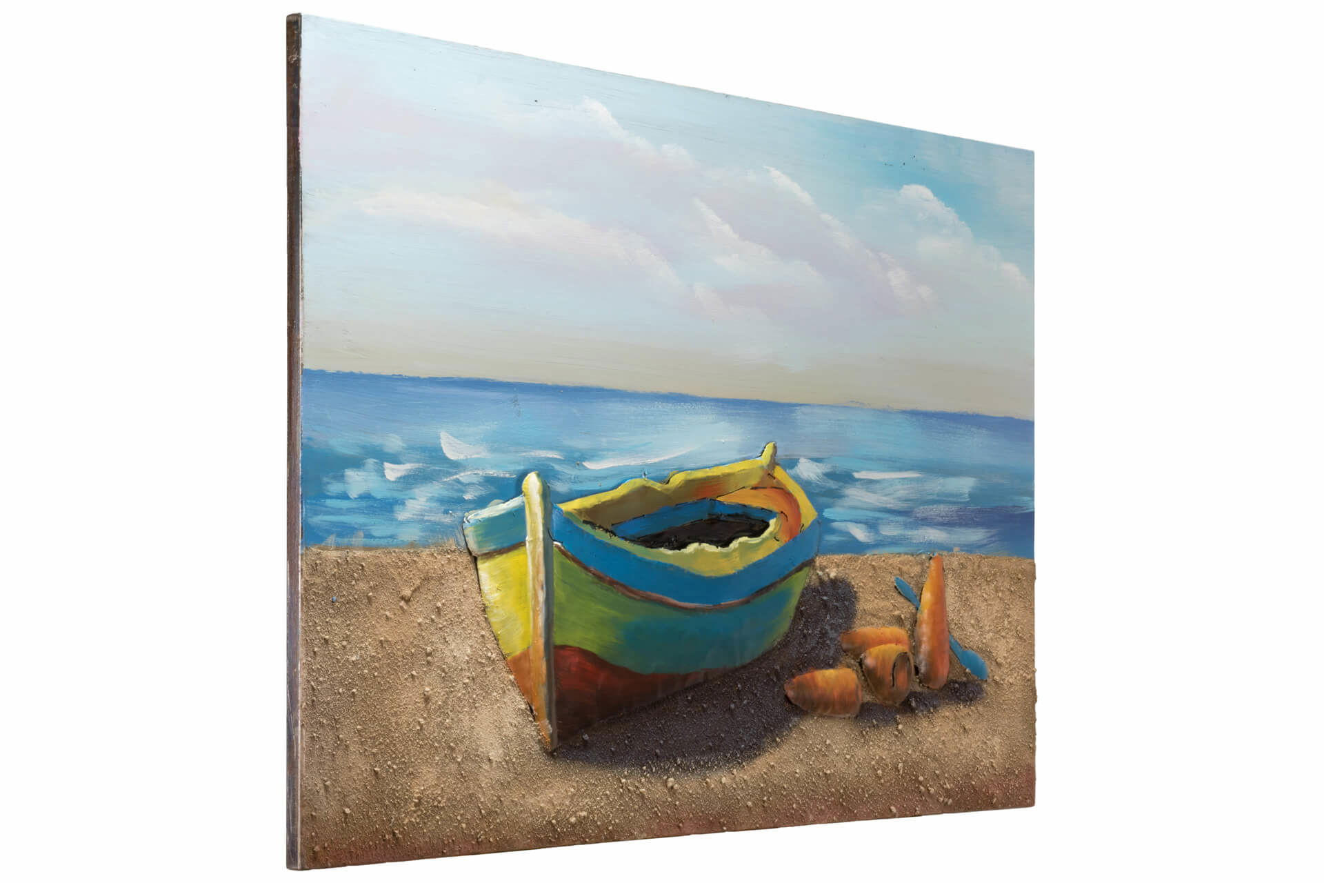 METALLBILD Blau 90/60 cm - Blau/Beige, Metall (3.37/60cm) - KUNSTLOFT