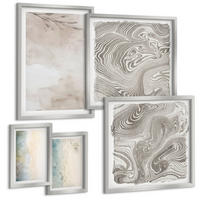 BILDER SET 5er Set - 50x50 cm & 20x30 cm & 40x60 cm Silberner Rahmen - Zarte Aquarellkartons - Silberfarben, Kunststoff (40/60cm) - TULUP