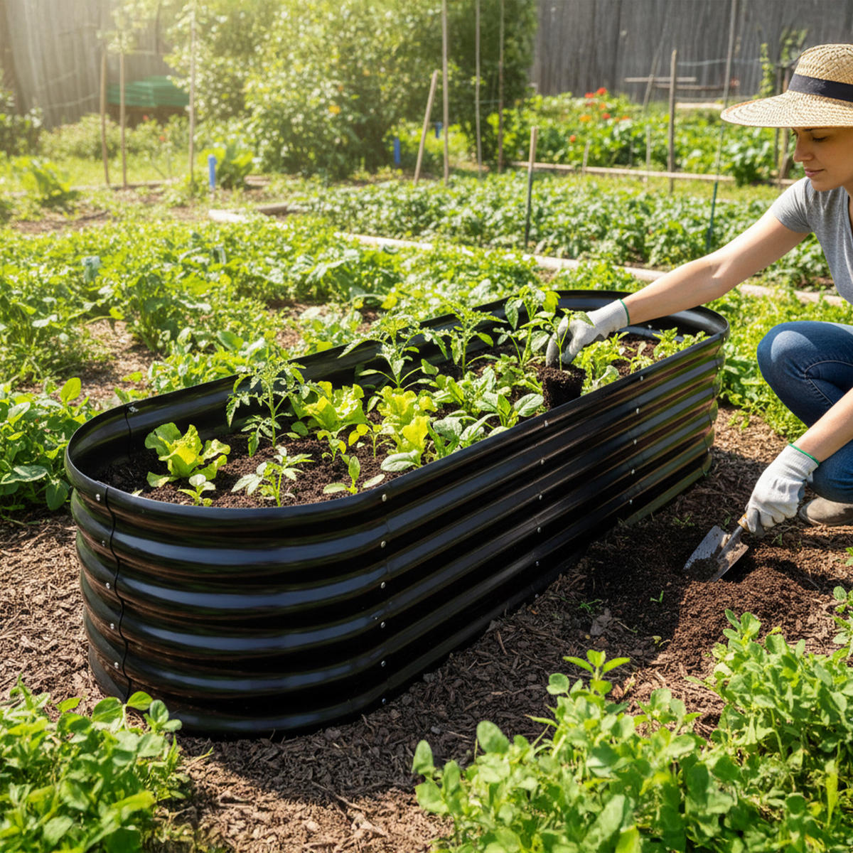 HOCHBEET - Anthrazit, Metall (60/240/45cm) - Relaxdays