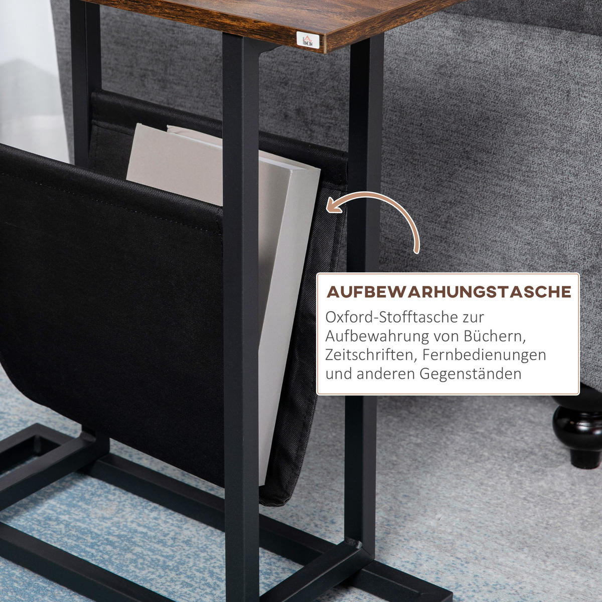 BEISTELLTISCH, Spanplatte, Dunkelbraun - Dunkelbraun, Kunststoff (49/19/55cm) - HOMCOM