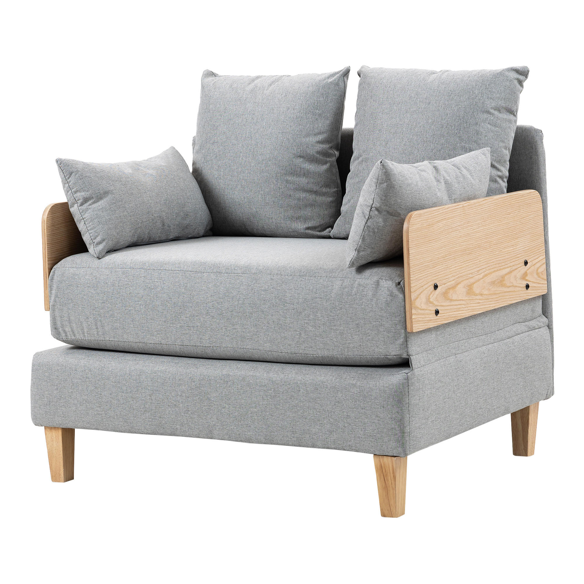 SCHLAFSOFA Seinlus - Hellgrau, Holz/Holzwerkstoff (88/47/68cm) - [en.casa]