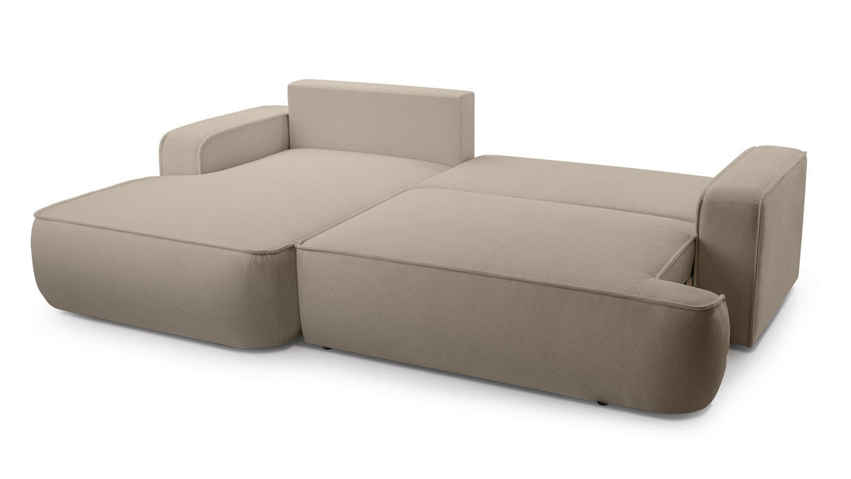 ECKSOFA L Form Ablia Beige 267/168/87 cm mit Schlaffunktion L - Beige/Schwarz, Kunststoff/Textil (168/267cm) - AX Living