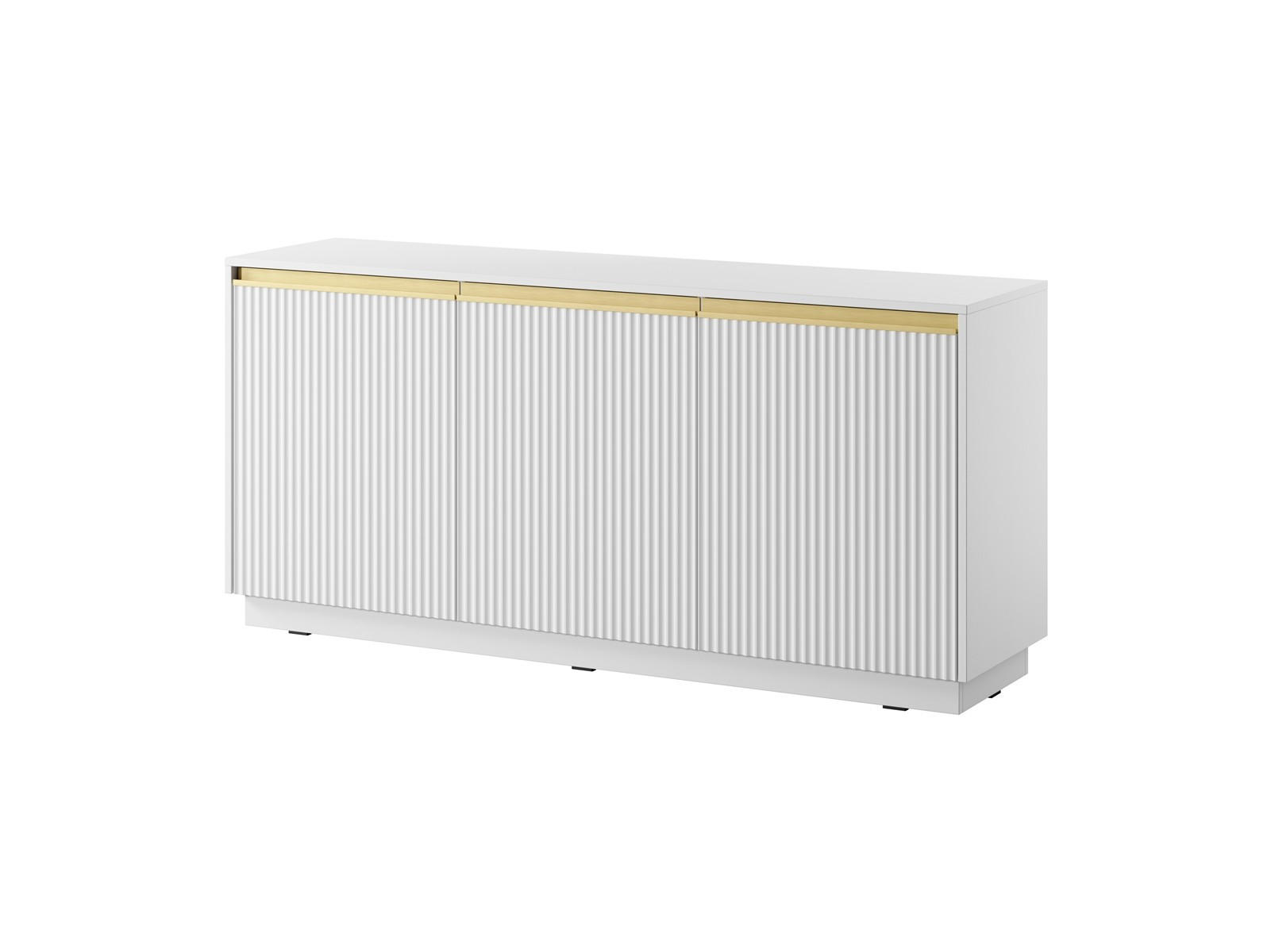 KOMMODE Roy 154 Weiß, mit geriffelter Front - Weiß, Holzwerkstoff (154/72/39cm) - Bettso