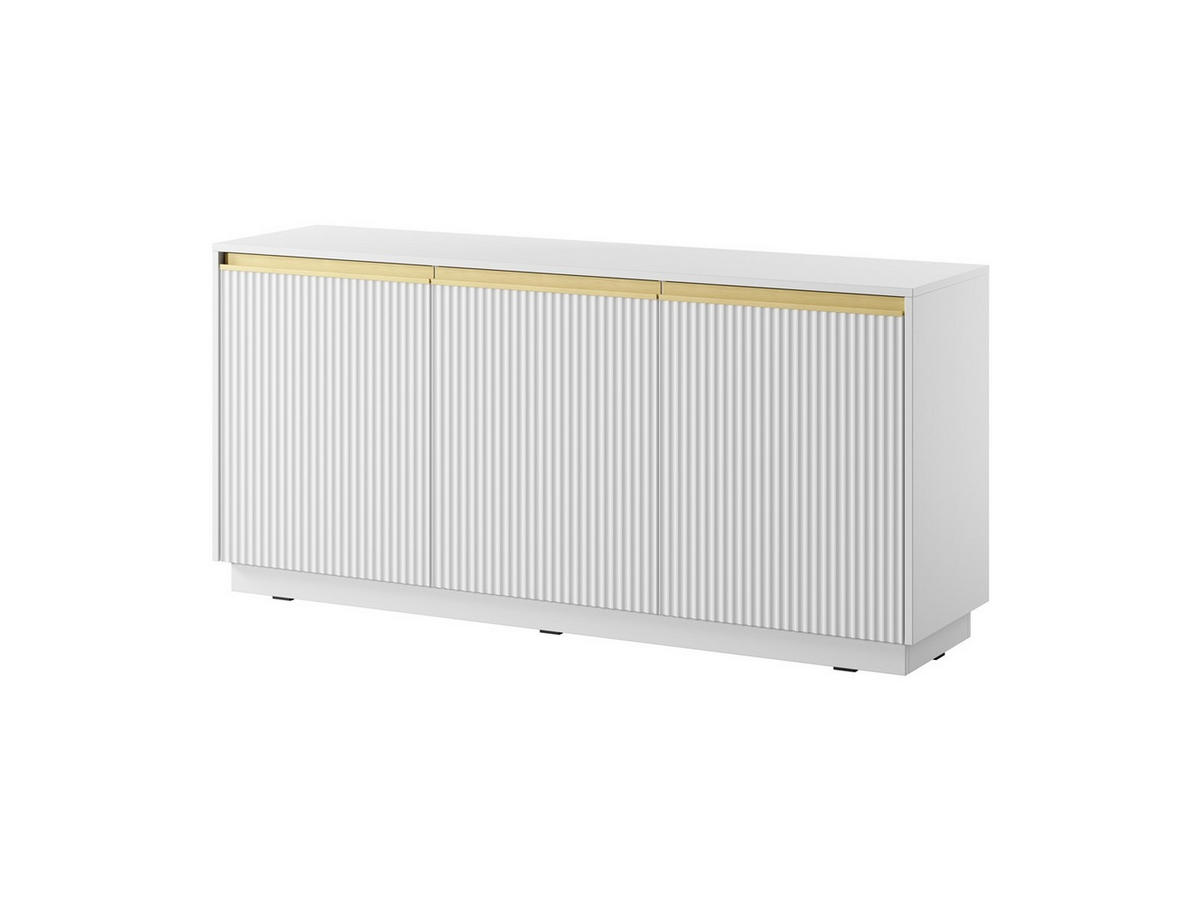 KOMMODE Roy 154 Weiß, mit geriffelter Front - Weiß, Holzwerkstoff (154/72/39cm) - Bettso