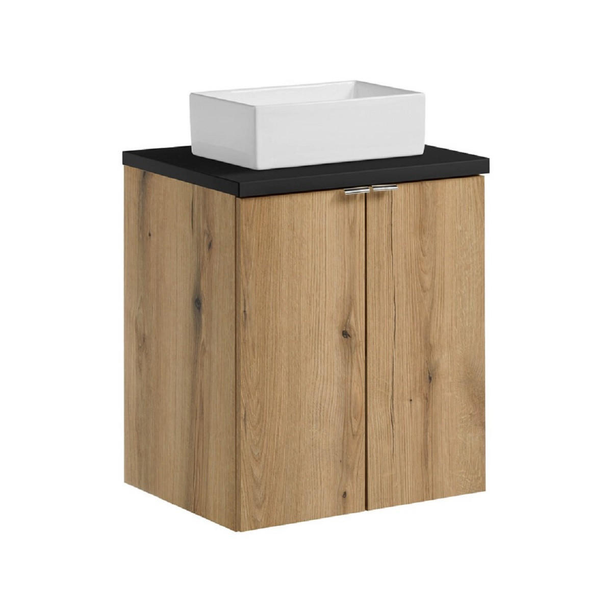 Milaros Markt Waschtischkombi Eiche Wotan, Schwarz 50x57x40 cm