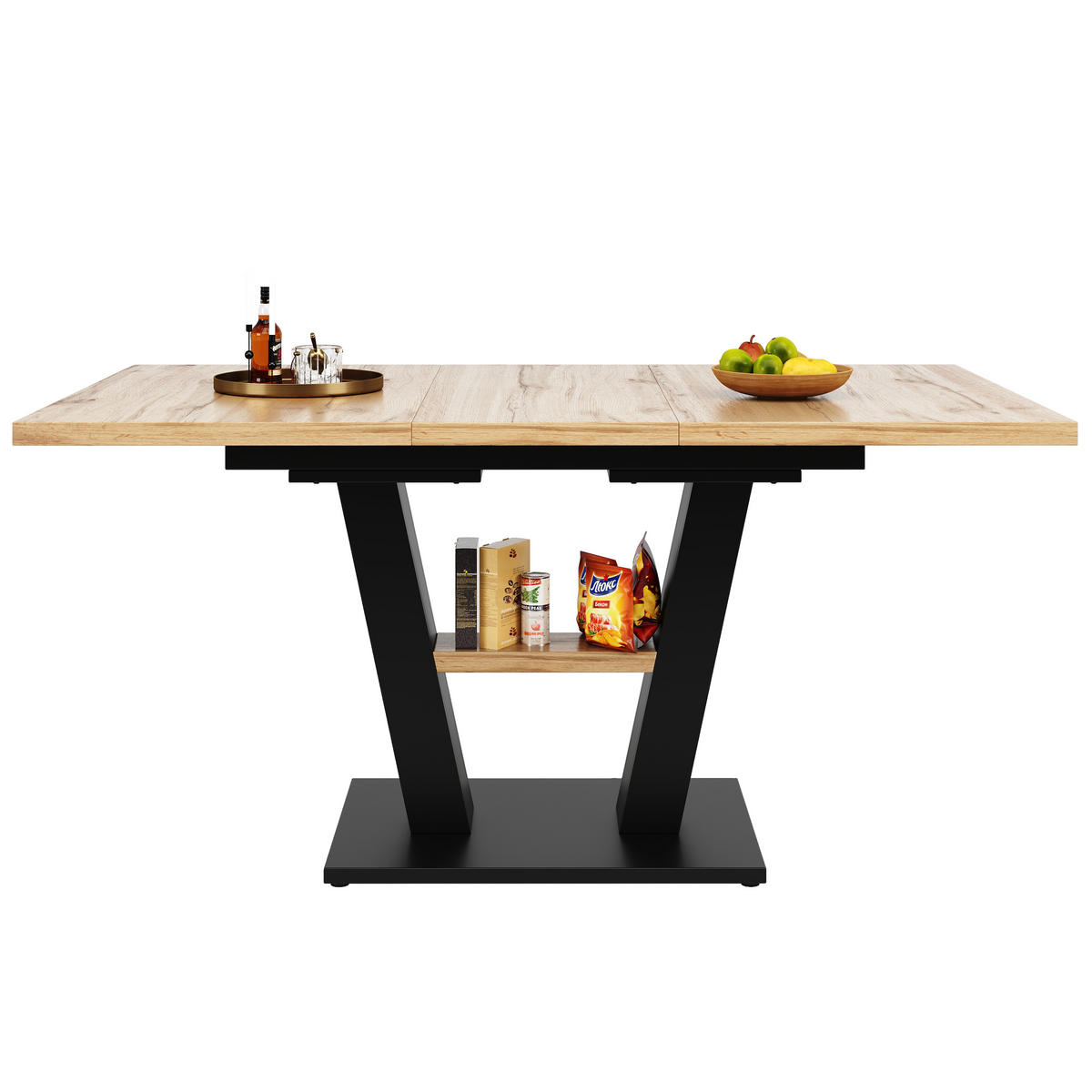 ESSTISCH, MDF mit Ausziehfunktion, 118-157/70/75 cm, Schwarz/Natur - Naturfarben, Holzwerkstoff (118/70/75cm) - Redom