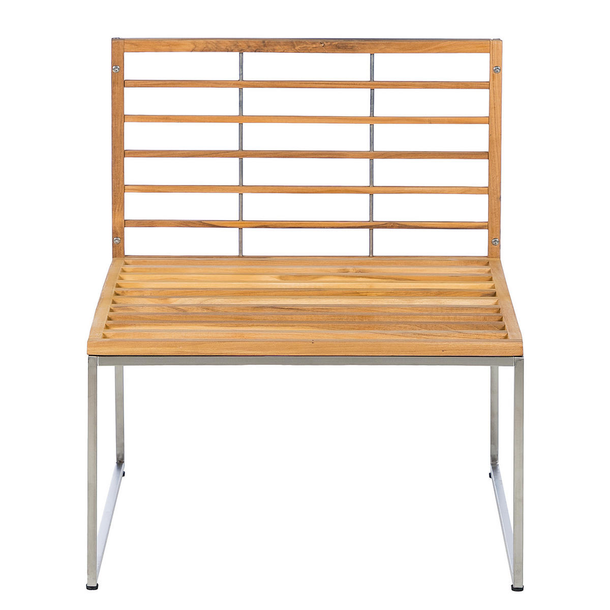 SESSELMODUL - Grau / Braun - Teak / Edelstahl - Webstoff / Teak massiv - Silberfarben/Braun, Holz/Textil (70/77/70cm) - home24