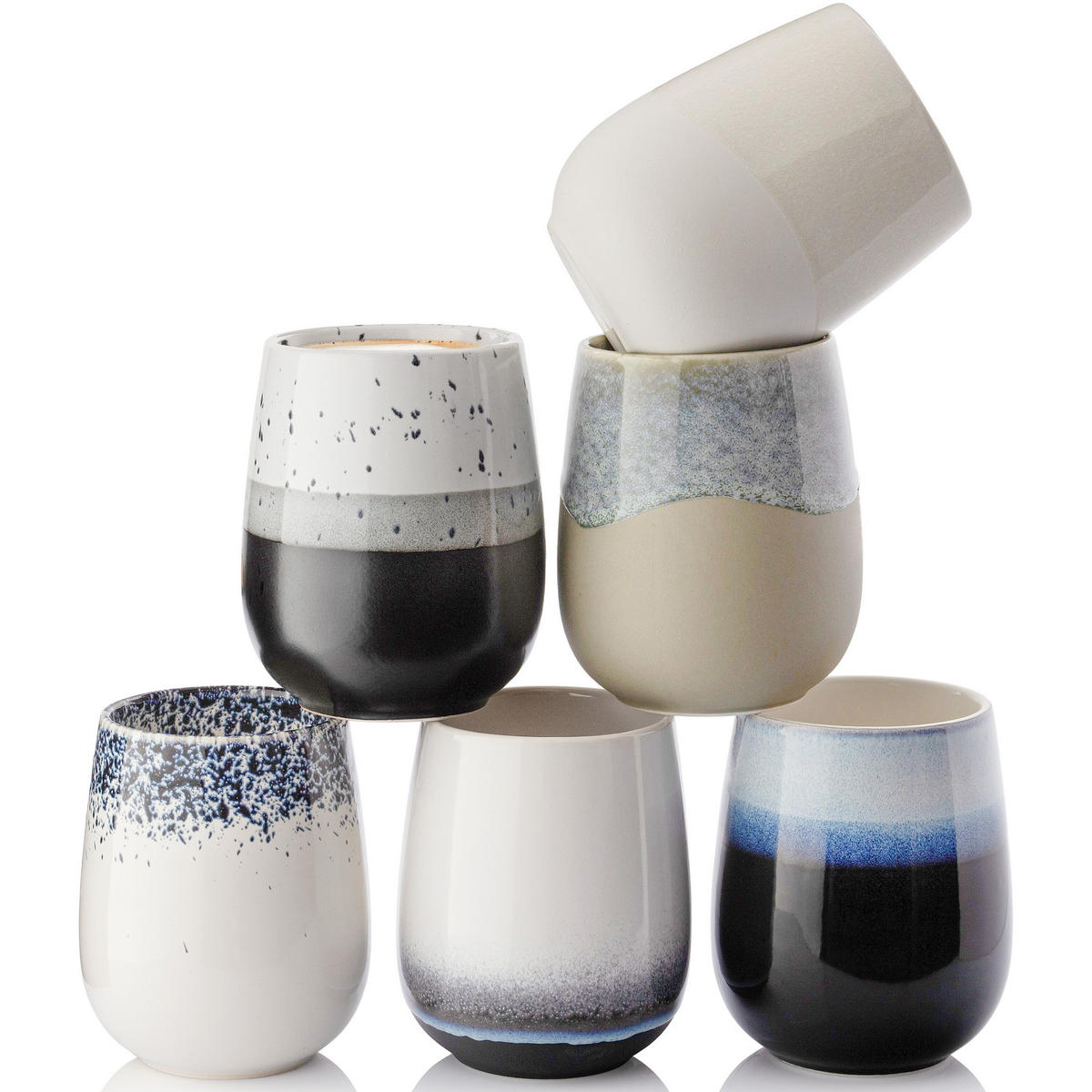 KAFFEEBECHER SIENA - 6 teilig aus Steingut 410 ml - Multicolor, Stein (0.41L) - Sänger