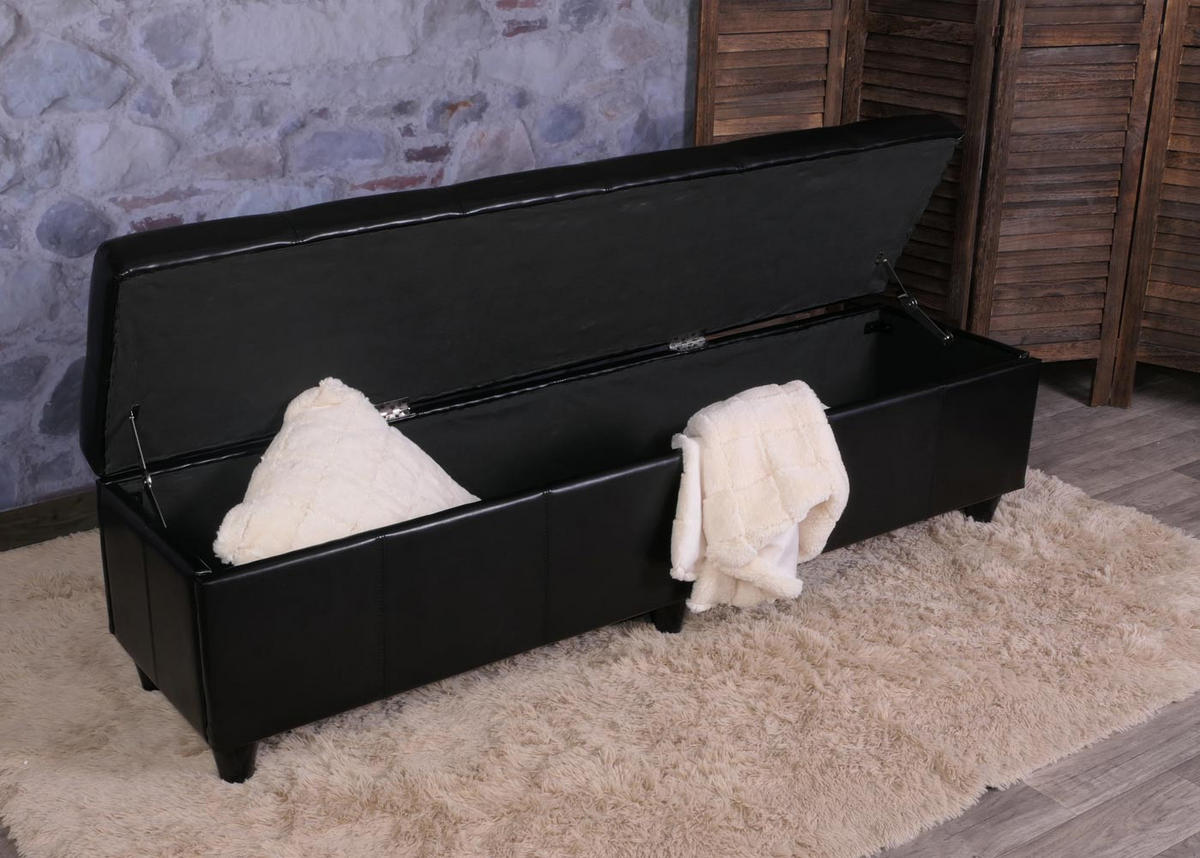 SITZBANK MIT AUFBEWAHRUNG XXL Schwarz - Schwarz, Textil (180/45/45cm) - MCW