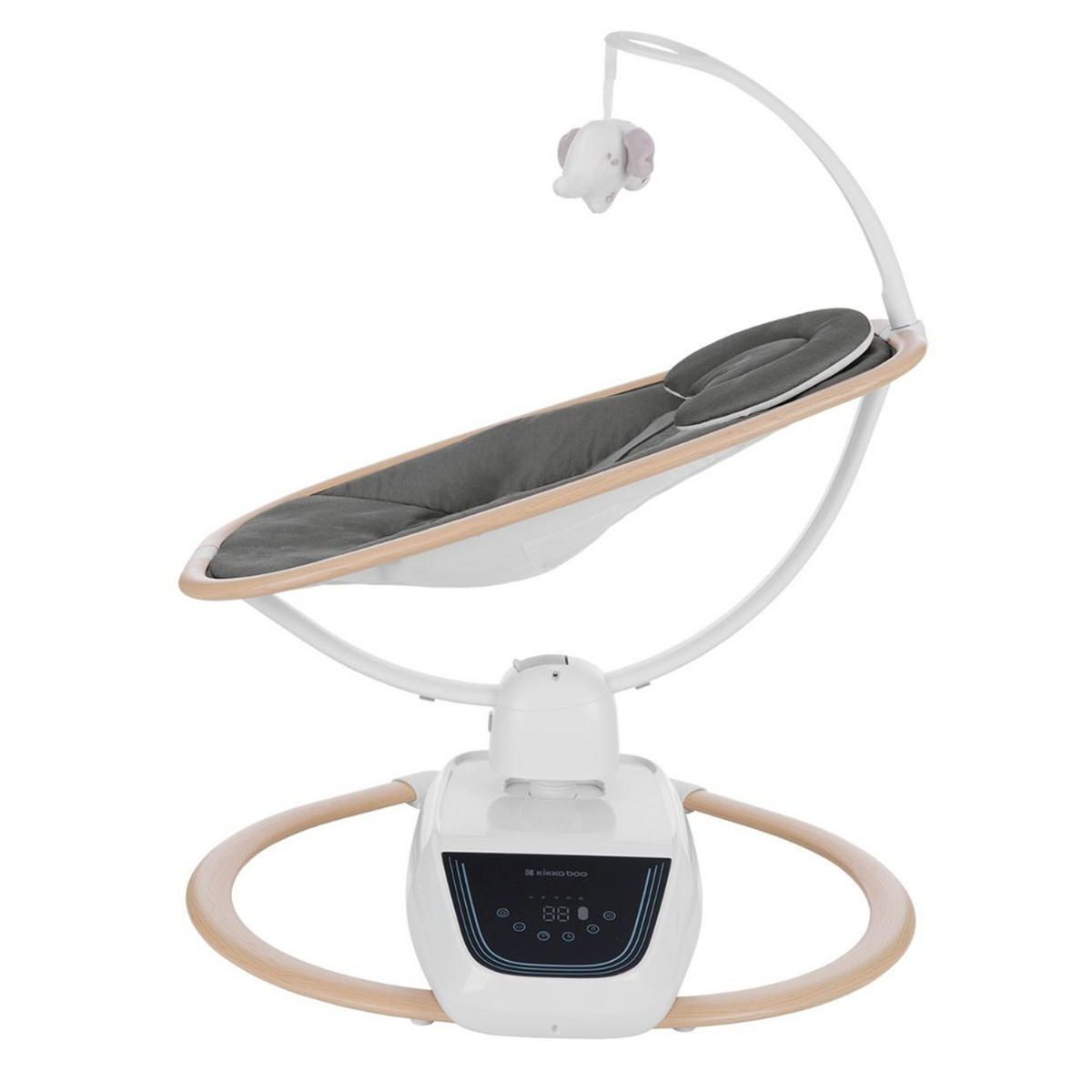 BABYWIPPE BeMoove grau Touchscreen, Fernbedienung, Moskitonetz, 5-Punkt-Gurt, 13 Melodien - Grau, Metall - Kikka boo