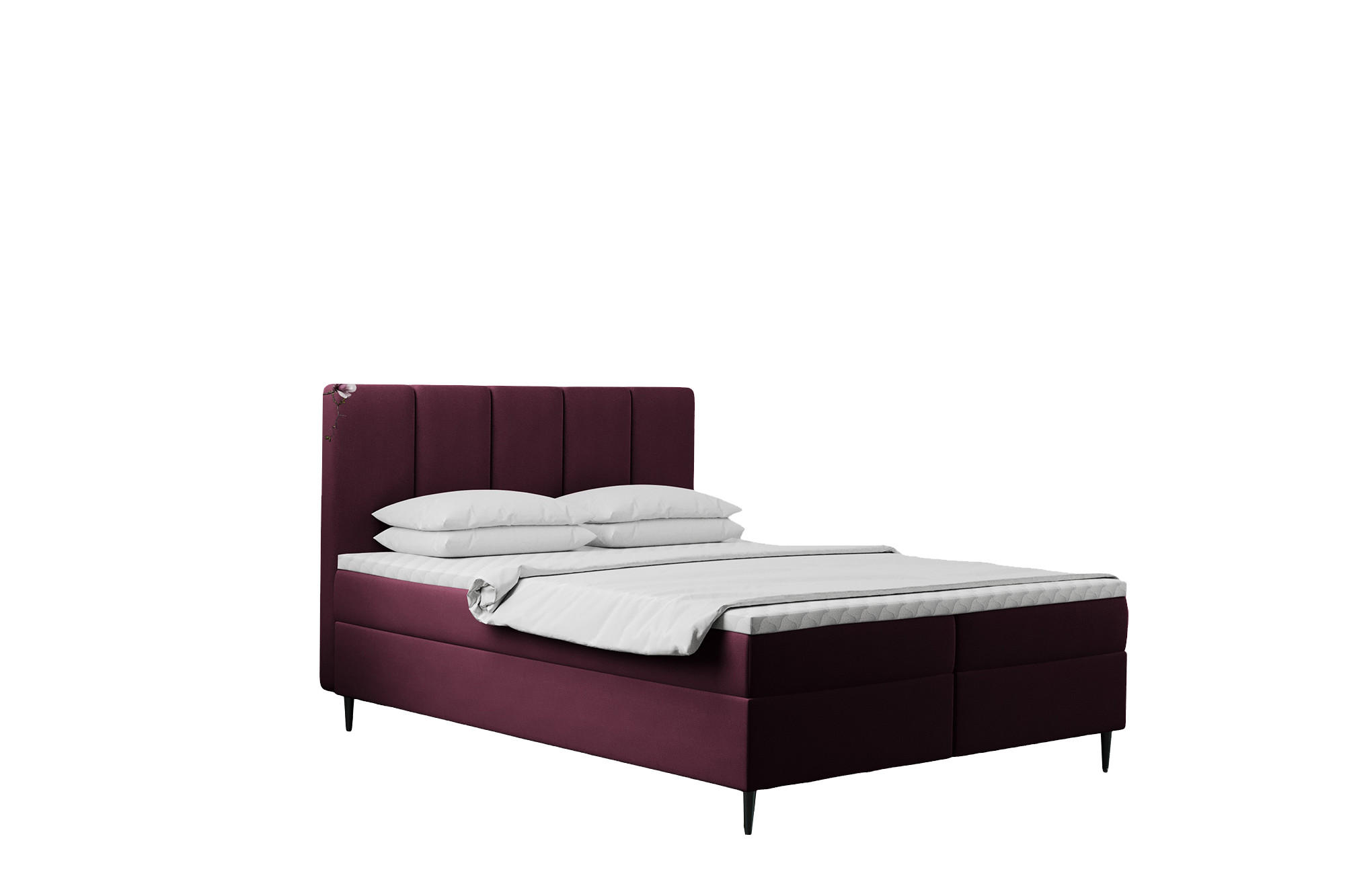 BOXBETT Mit Bettkasten Und Matratze POEL Rotwein 160x200 cm H2-Pocket - Violett, Holz/Textil (166/200cm) - Kaiser Möbel