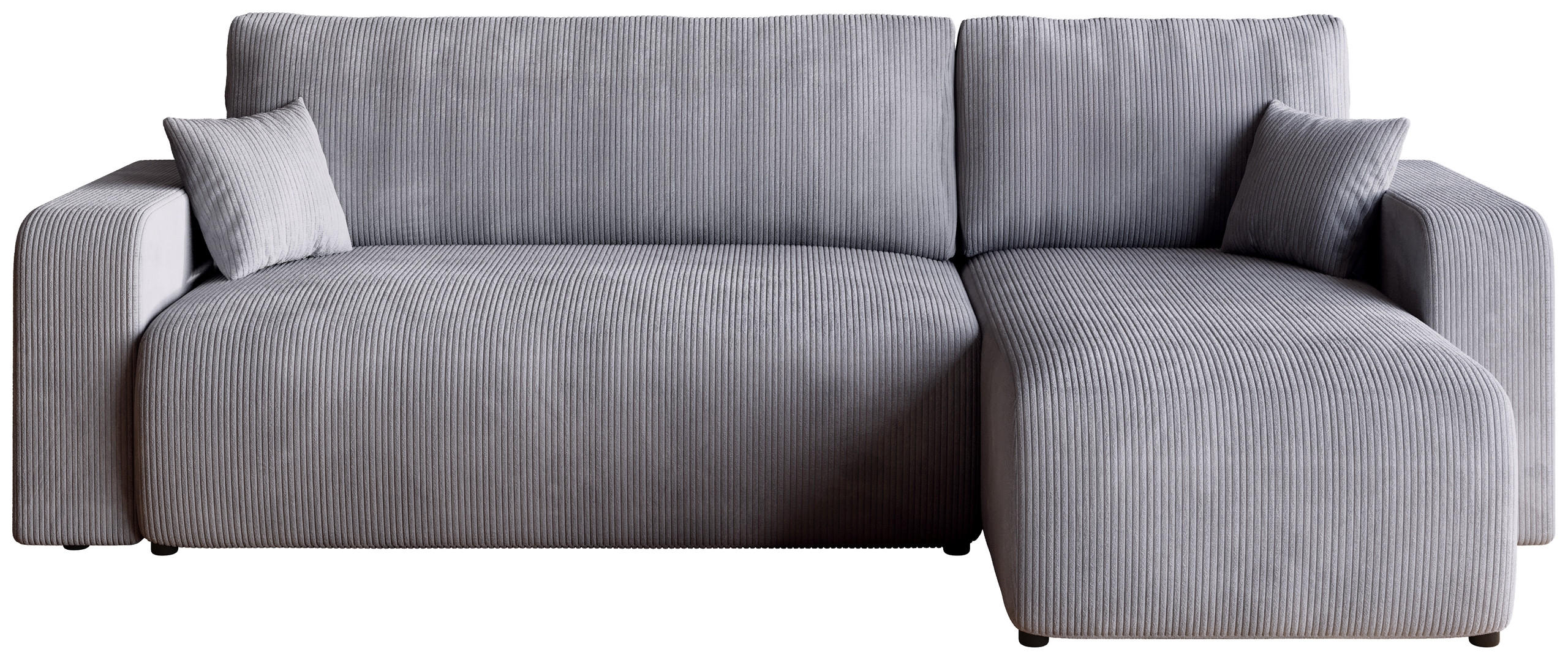ECKSOFA PUMI mit Schlaffunktion Hellgrau Cord - Hellgrau, Textil (244/148cm) - Bromarkt