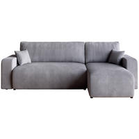 ECKSOFA PUMI mit Schlaffunktion Hellgrau Cord - Hellgrau, Textil (244/148cm) - Bromarkt