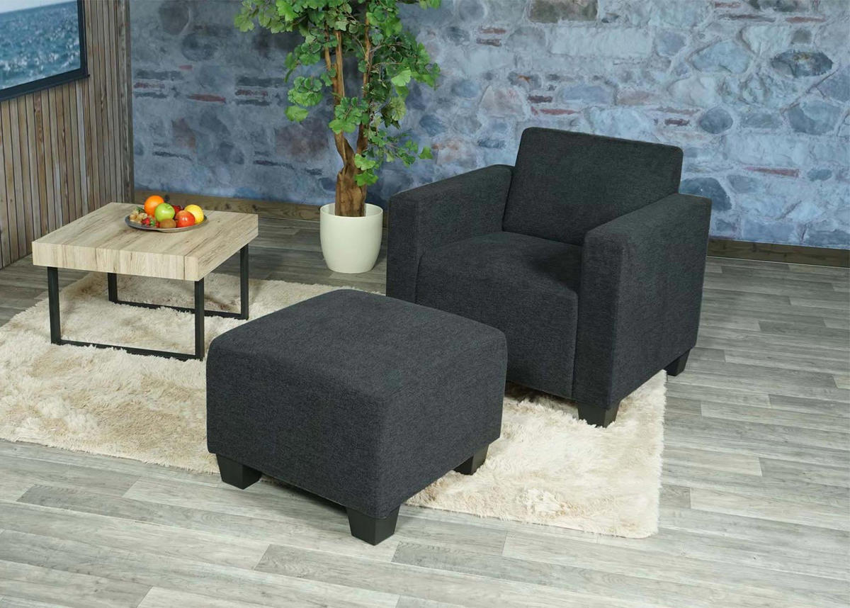 SESSEL MIT OTTOMANE Anthrazit - Anthrazit, Textil (58/76/58cm) - MCW