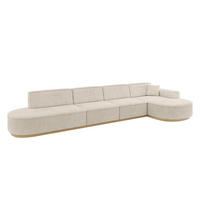 ECKSOFA Ottomane Rechts MARI-L3-v2 - 413x171x83 cm Beige Cord - Beige, Holzwerkstoff/Textil (171/413cm) - ALTDECOR