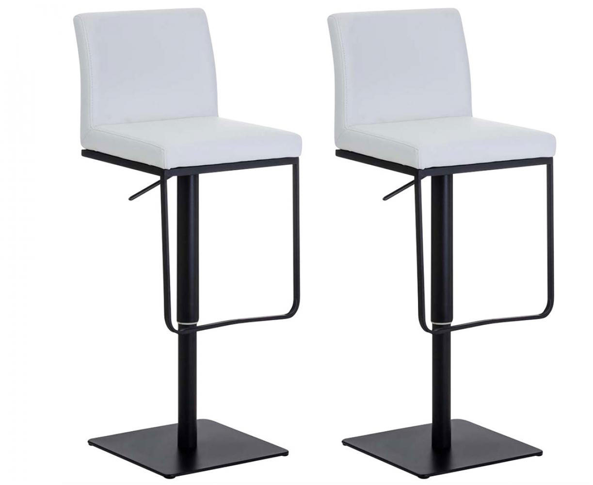BARHOCKER 2er Set Lederlook Weiß - Schwarz/Weiß, Textil/Metall (42/86/44cm) - CLP