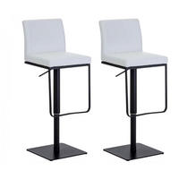 BARHOCKER 2er Set Lederlook Weiß - Schwarz/Weiß, Textil/Metall (42/86/44cm) - CLP