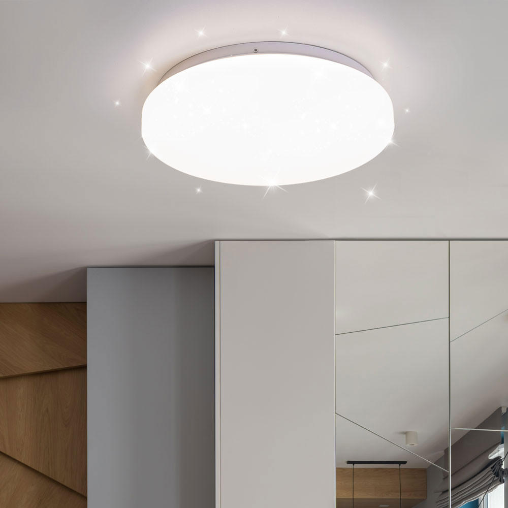 LED DECKENLEUCHTE Weiß mit Sterneneffekt - Weiß, Metall (25.5/5.5/5.5cm)
