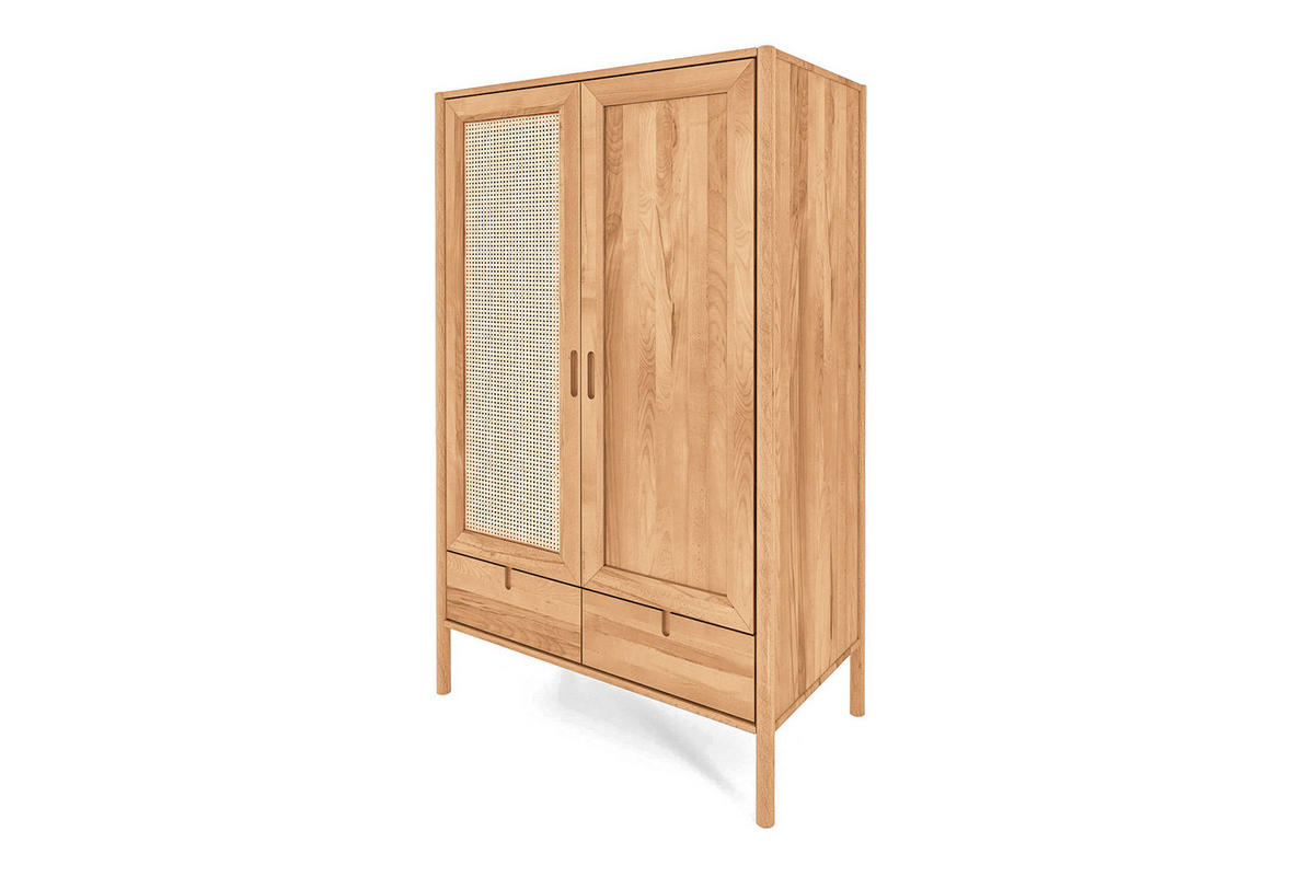 KLEIDERSCHRANK MIT SCHUBLADE INA Kernbuche - Ecru, Holz (108/175/60cm) - byoak