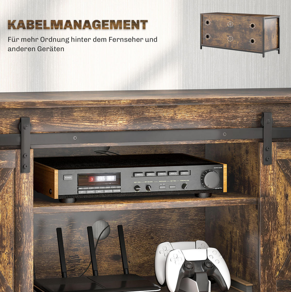 TV-ELEMENT im Industrial-Stil 120 x 40 x 54 cm Braun mit 6 Fächern - Braun, Holzwerkstoff (40/54/120cm) - Beauniv