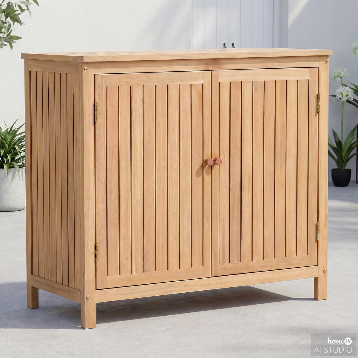 GARTENSCHRANK - Akaziefarben, Holz (110/86/56cm) - home24