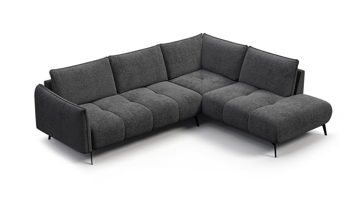 ECKSOFA AERA 5-Sitzer rechts, dunkelgrau - Dunkelgrau/Schwarz, Holz/Textil (268/206cm) - Courtois Laville