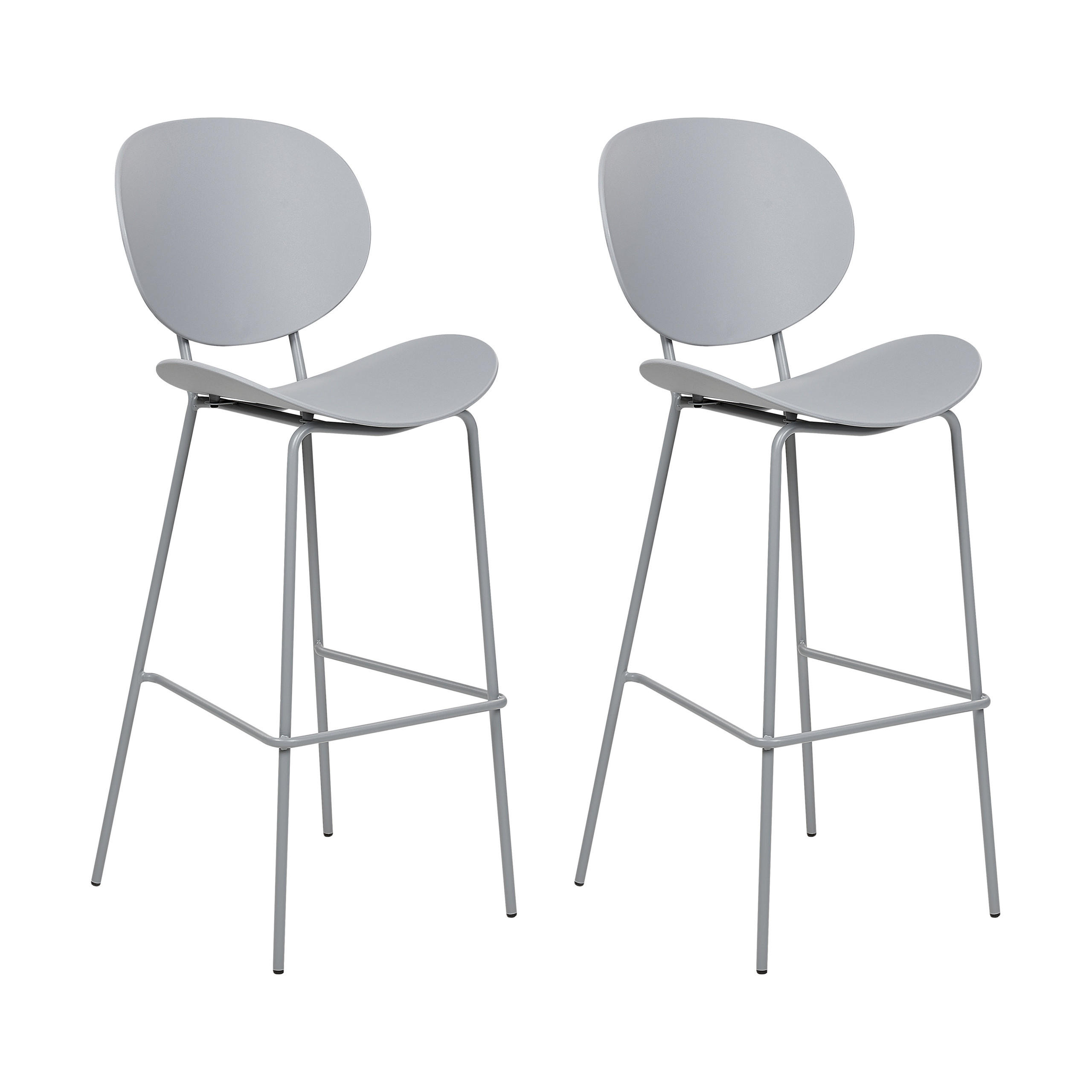 BARSTUHL 2er-Set Kunststoff hellgrau Shonto - Grau, Kunststoff (52/116/48cm) - Beliani