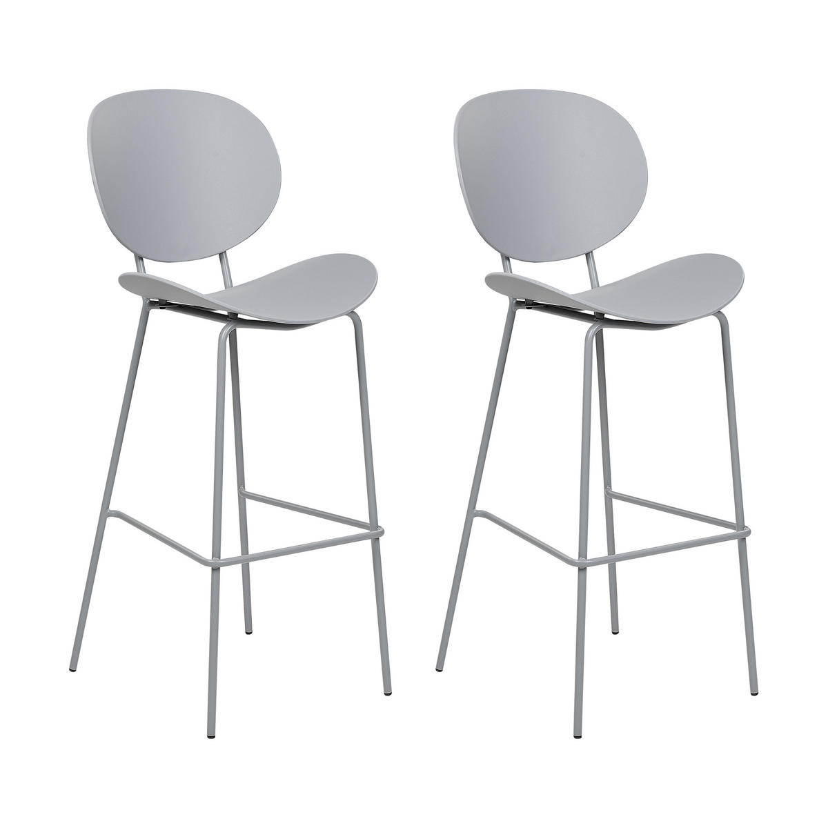 BARSTUHL 2er-Set Kunststoff hellgrau Shonto - Grau, Kunststoff (52/116/48cm) - Beliani