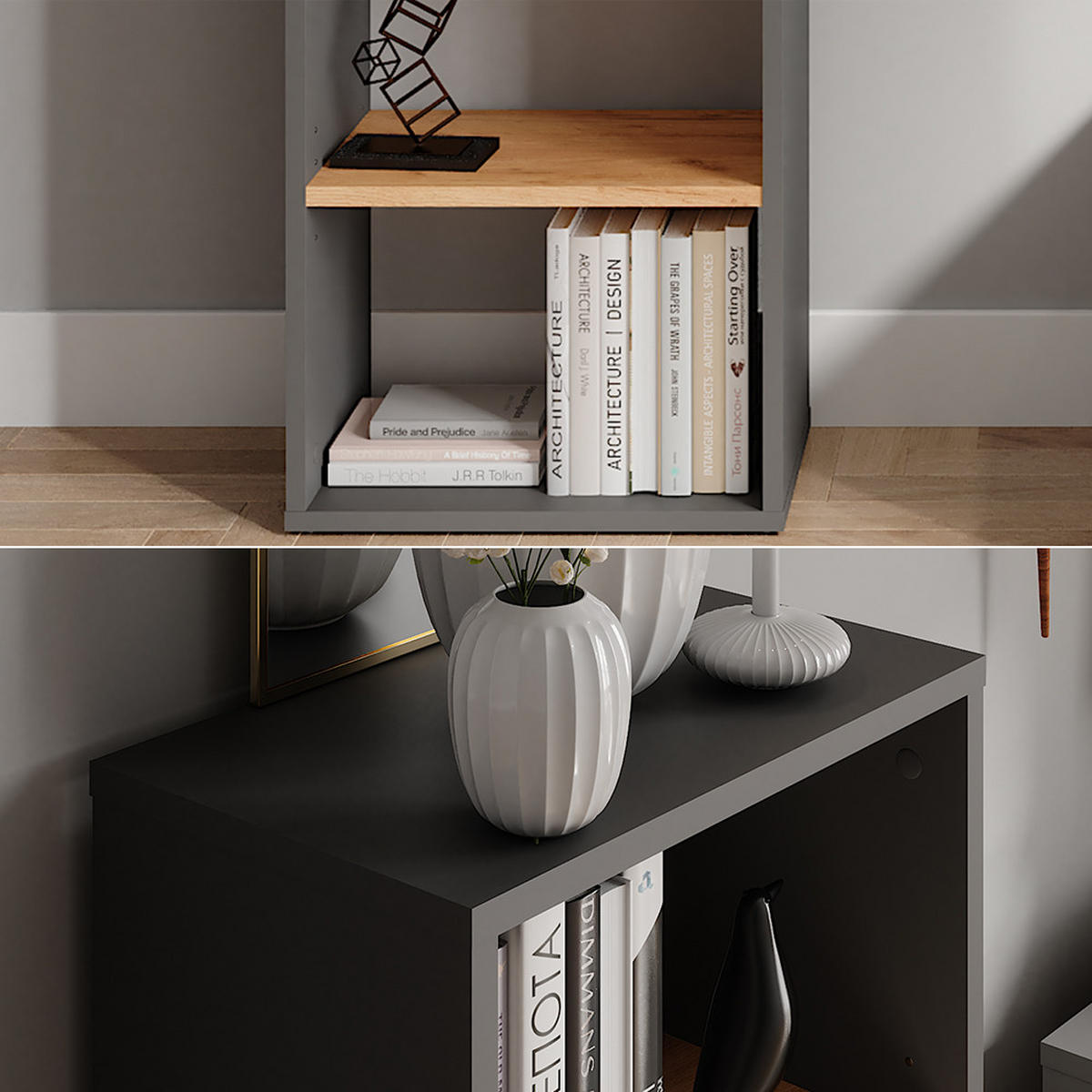 BOTNÍK Orlando Antracit/zlatý dub - medově dubová/antracitová, kompozitní dřevo (40/80.1/24cm) - Vicco