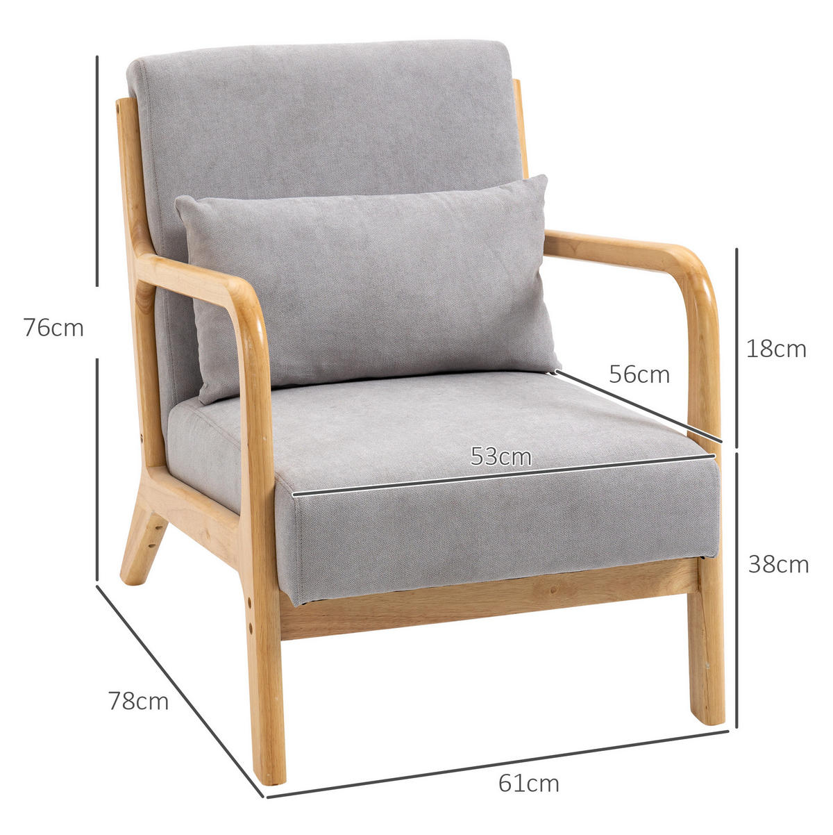 LOUNGESESSEL mit Armlehnen, S-Feder Polyester Samt-Look 61/78/76 cm Grau - Grau, Textil (61/76/78cm) - Redom