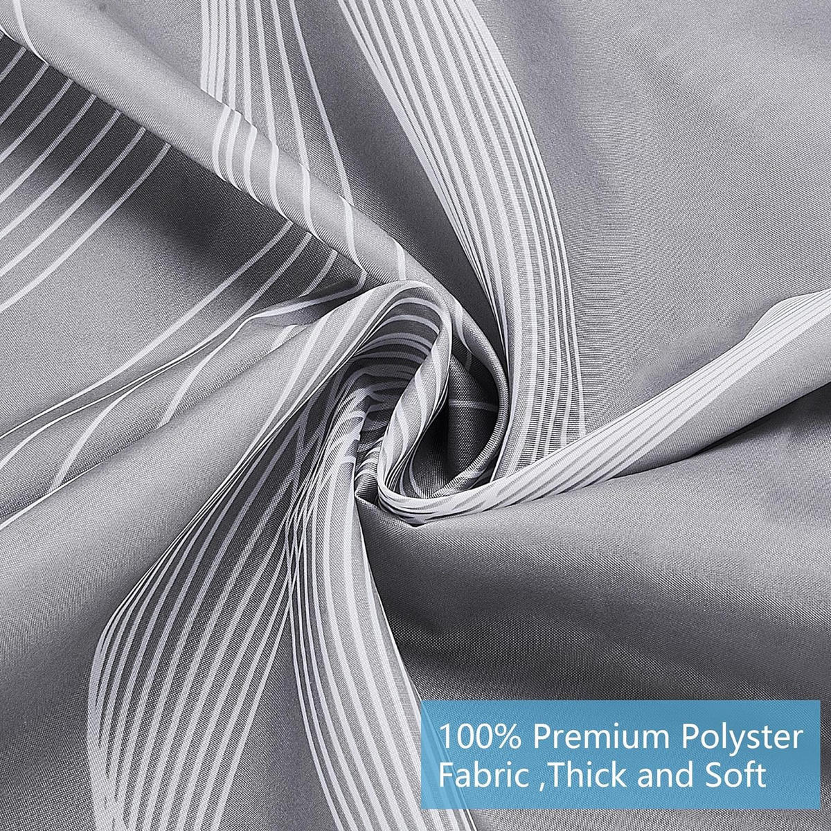 DUSCHVORHANG Grau Polyester waschbar wasserdicht mit Ringen - Grau, Textil (240/200cm) - MCBOSON