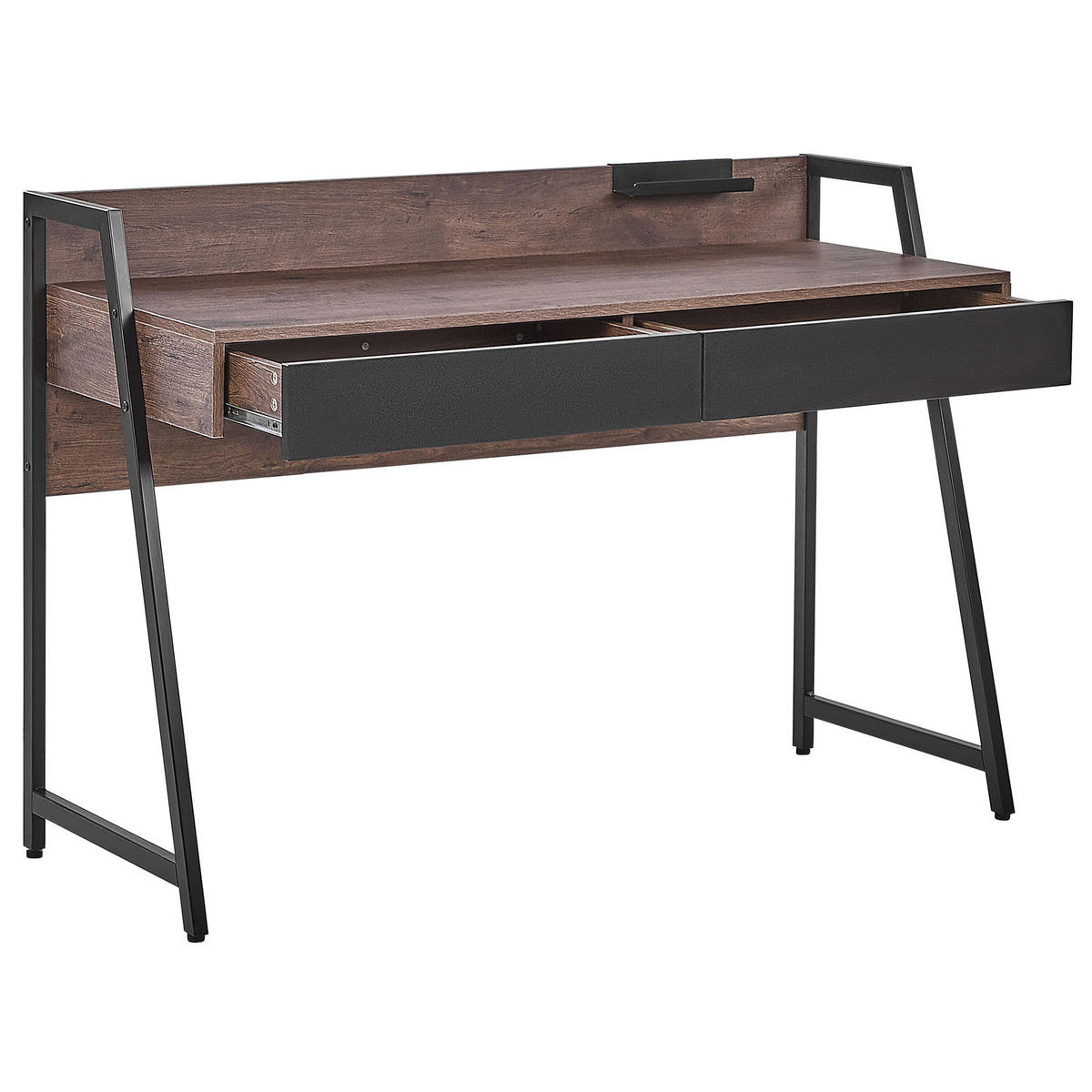 SCHREIBTISCH dunkler Holzfarbton 120/48/88 cm Harwich - Dunkelgrau, Holzwerkstoff (48/120/88cm) - Beliani