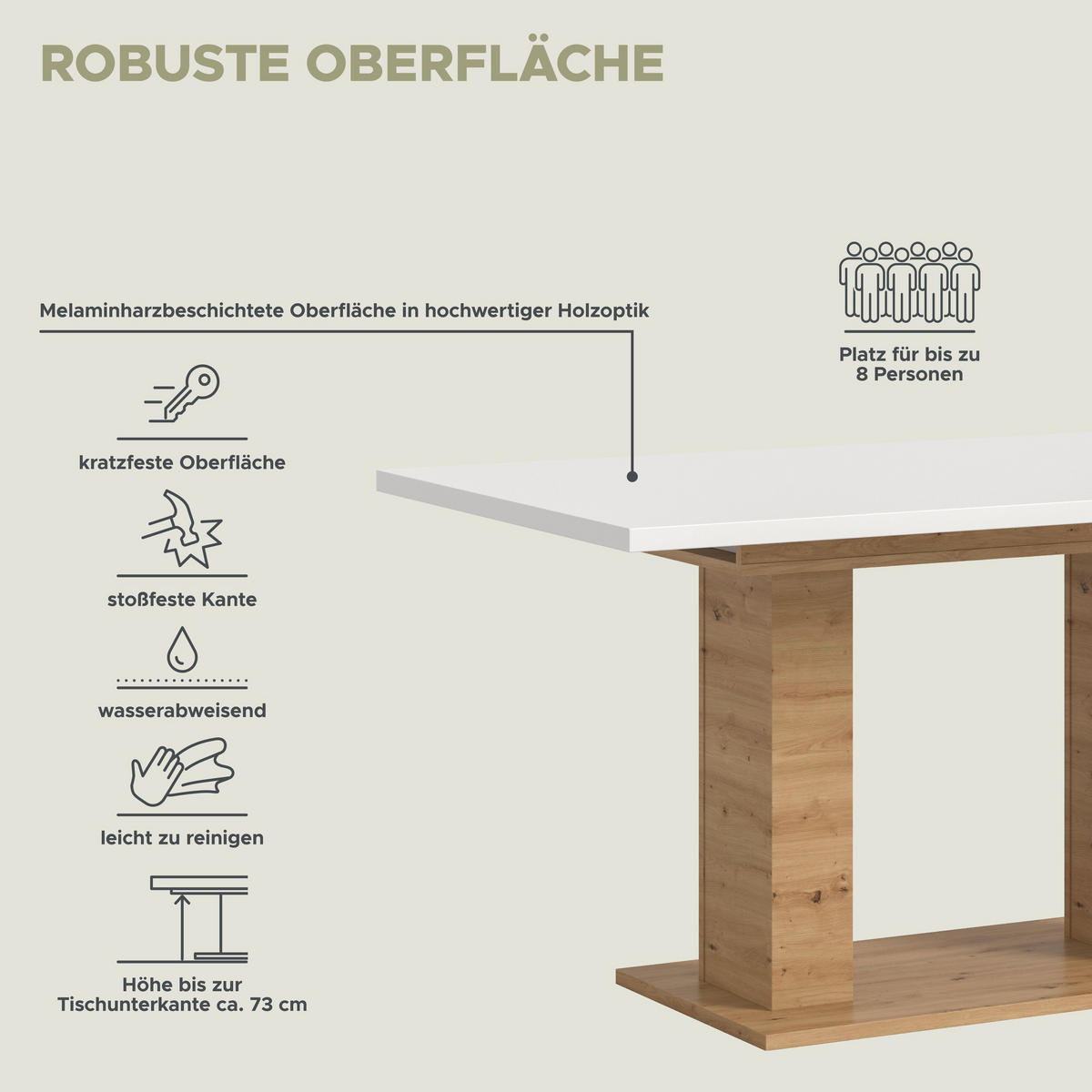ESSTISCH MOTION (B/H/T: ca. 150/76/90 cm) in Artisan Oak Nachbildung/weiß - Eiche Artisan, Holzwerkstoff (90/150/76cm)
