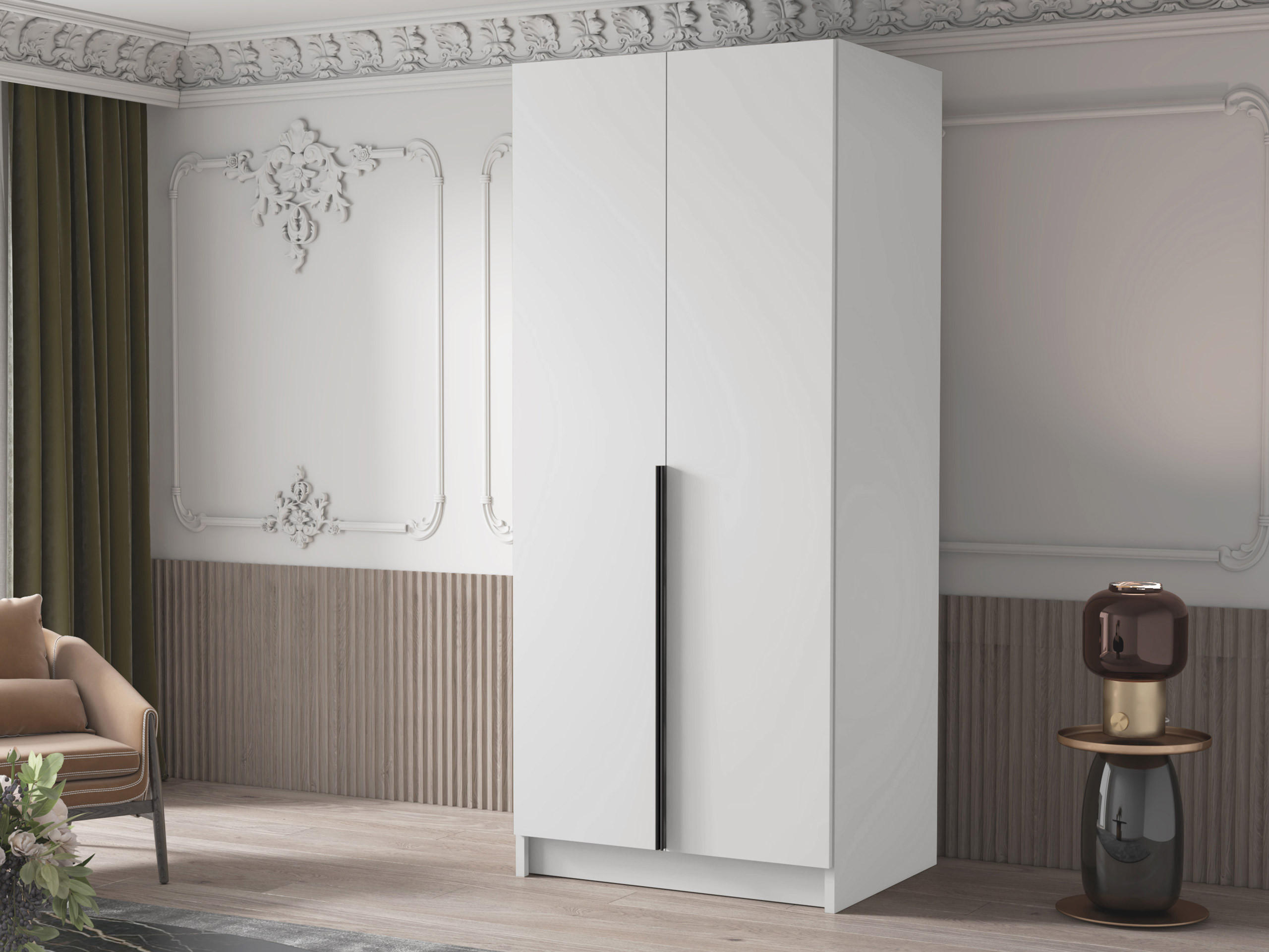 KLEIDERSCHRANK Bono I - Schwarz/Weiß, Holzwerkstoff/Metall (100/215/58cm) - MIRJAN24