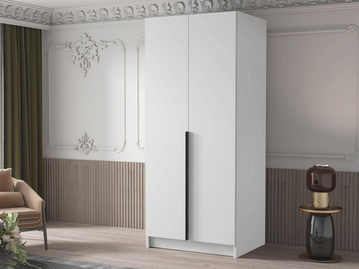 KLEIDERSCHRANK Bono I - Schwarz/Weiß, Holzwerkstoff/Metall (100/215/58cm) - MIRJAN24