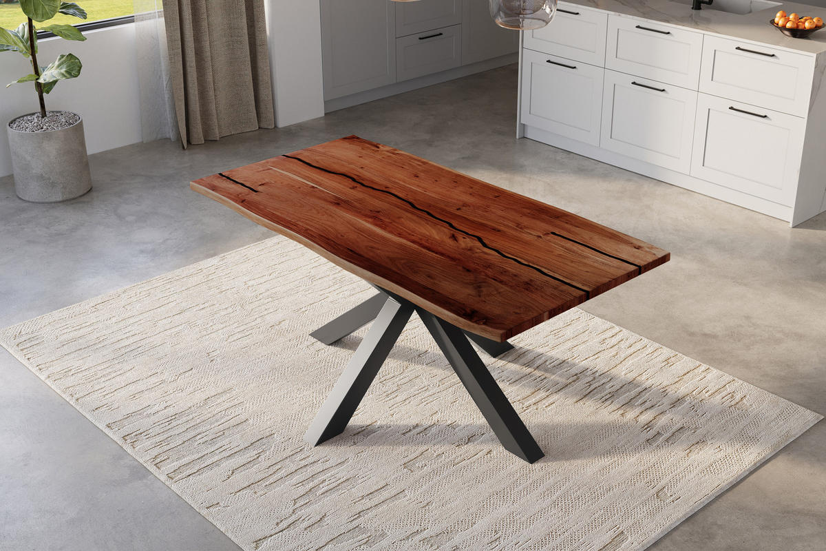 ESSTISCH POLLY - Schwarz/Braun, Holz/Metall (85/160/77cm) - SAM