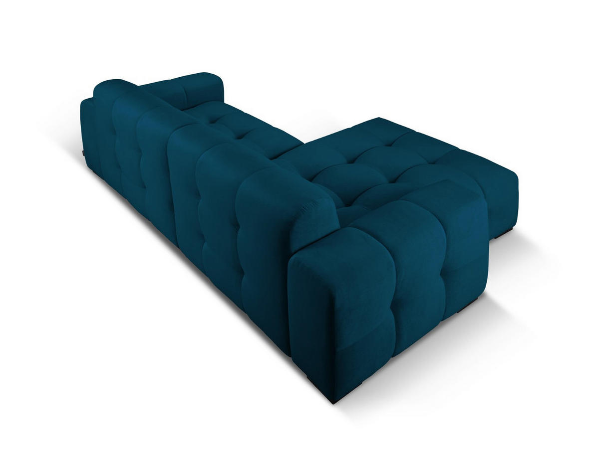 ECKSOFA links Kendal aus Samt marineblau 4 Sitzplätze - Blau, Textil (173/256cm) - Micadoni