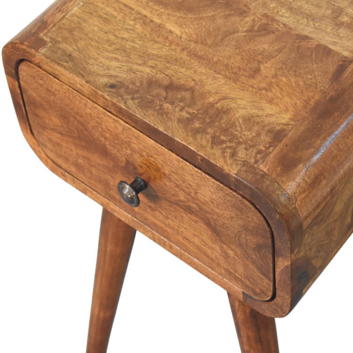 NACHTTISCH Massivholz Avora Mini Kastanienbraun, 1 Schublade - Dunkelbraun/Messingfarben, Mangoholz/Holz (30/49/30cm) - Artisan Furniture