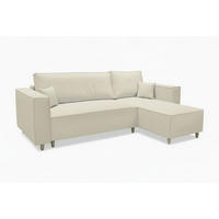 ECKSOFA RIO mit Schlaffunktion und Bettkasten, Farbe: Creme, Velourstoff, Ottomane Universal - Creme, Textil (249/142cm) - Marpur