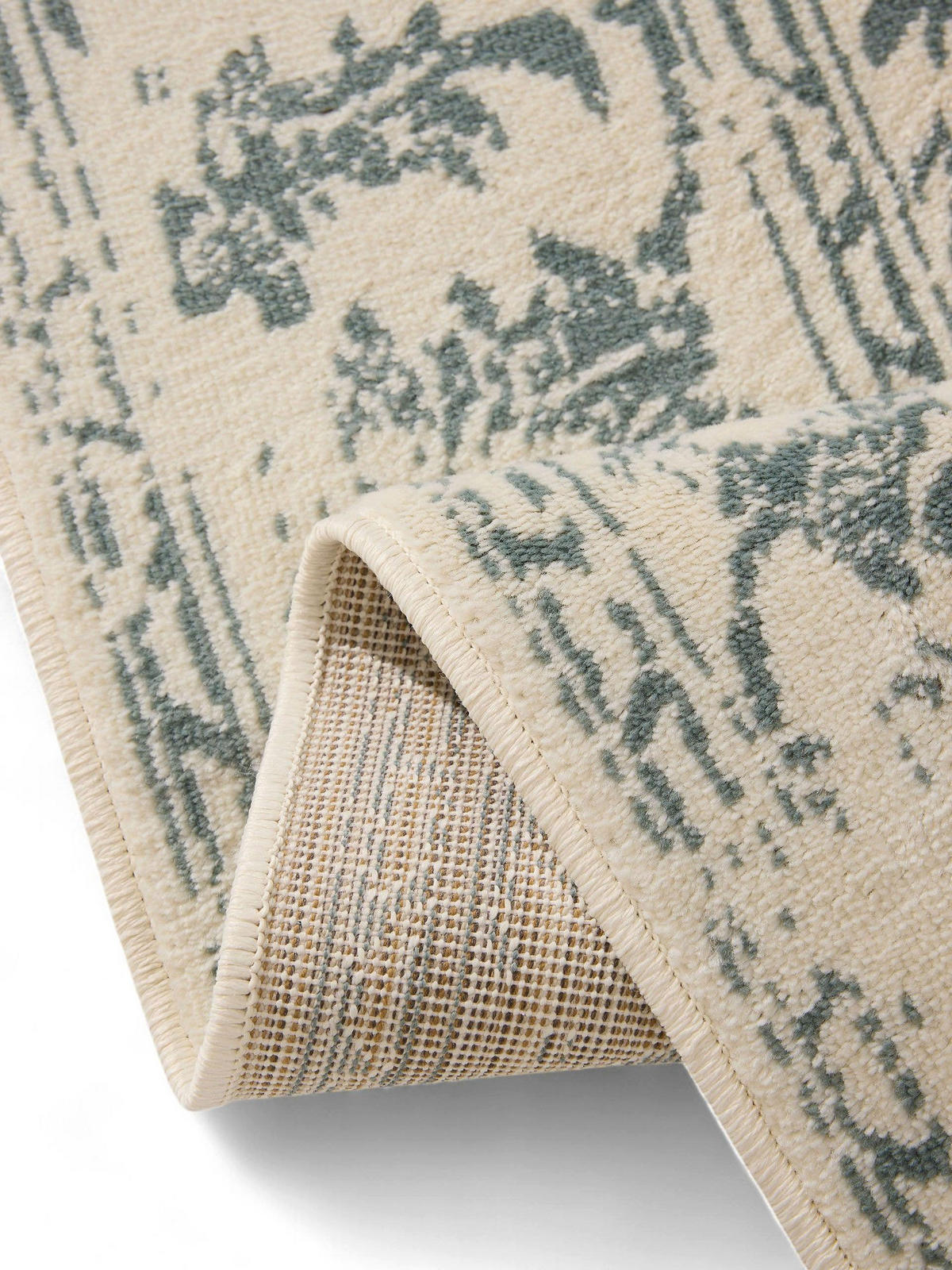 VINTAGE-TEPPICH Suki 120/170 cm - Creme/Mintgrün, Kunststoff (120/170cm) - benuta