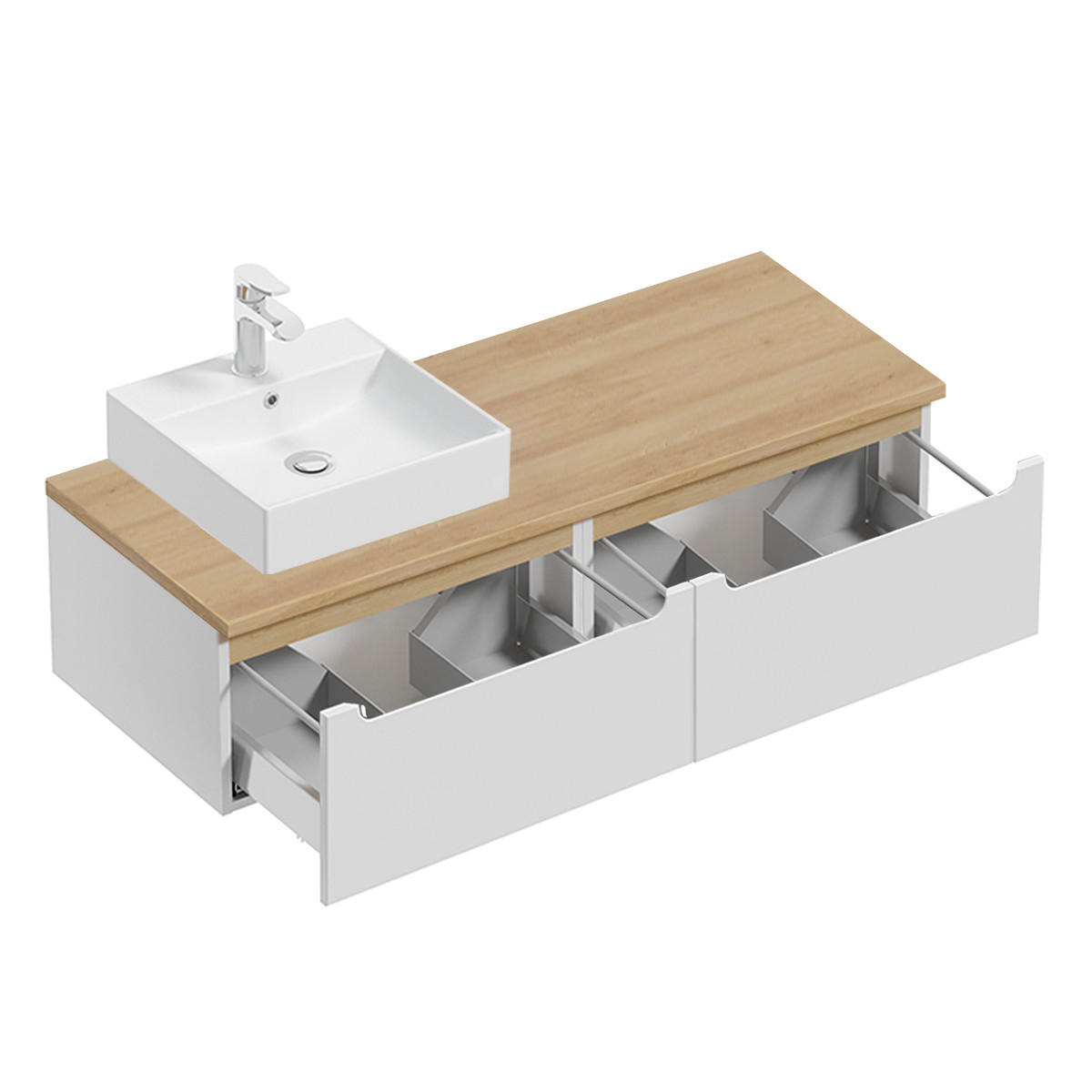 BADMÖBEL 120cm Livia 2er-Set Weiß - Weiß, Holzwerkstoff (120/32.5/46cm) - Petits-meubles