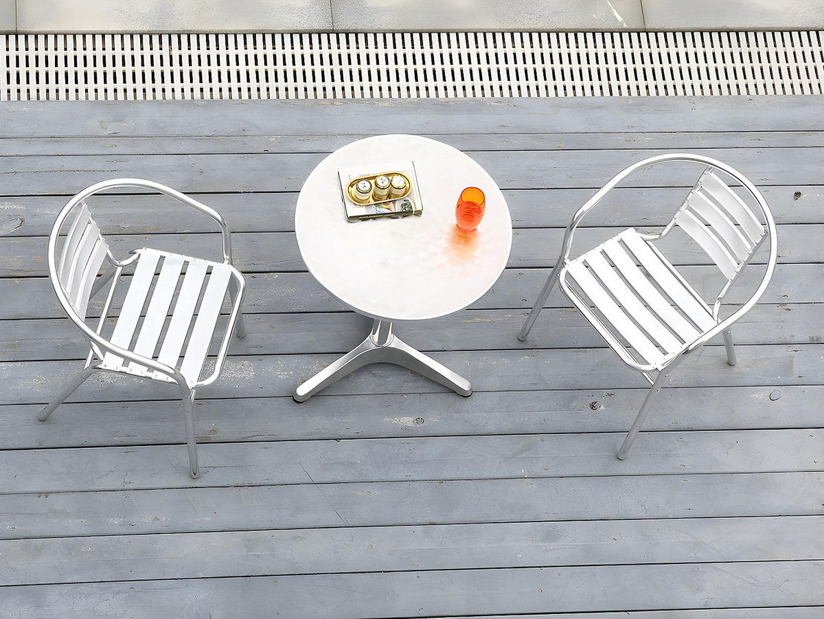 GARTENTISCH - 2 -Sitzer - Aluminium - silberfarben - MONTMARTRE - Silberfarben, Metall (60/60/70cm) - Vente-Unique