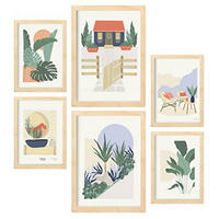 POSTER Set Mit 6 Minimalistischen In Pastellfarben Wüste Drucke Von Landschaften Und Natur Für Innenarchitektur A3 & A4 Rahmen Aus Hellem Holz - Beige, Papier (29/3cm) - Nacnic