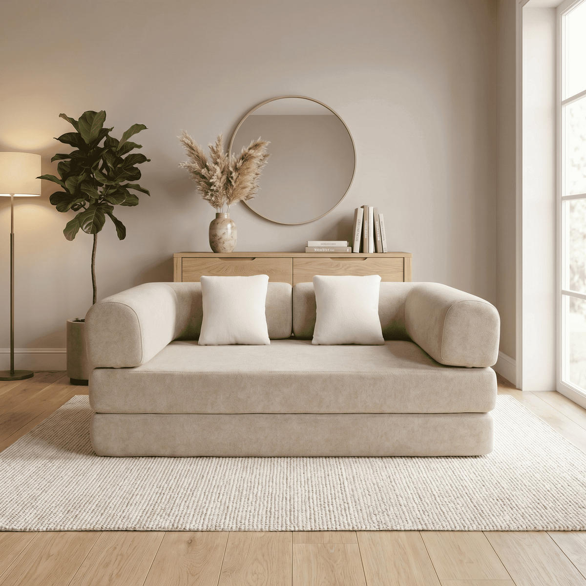 SCHLAFSOFA Kaia Sand Weiß - Sandfarben, Textil (180/70/100cm) - COCO Living