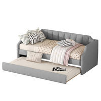 POLSTERBETT 90/200 cm Grau aus Leinen mit Rollbett - Grau, Textil (90/200cm) - OKMYHOME
