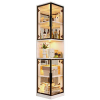 HIGHBOARD 42/44/205 cm in Weiß mit LED-Beleuchtung und Glastüren - Weiß, Holzwerkstoff (42/205/44cm) - Flora Grace