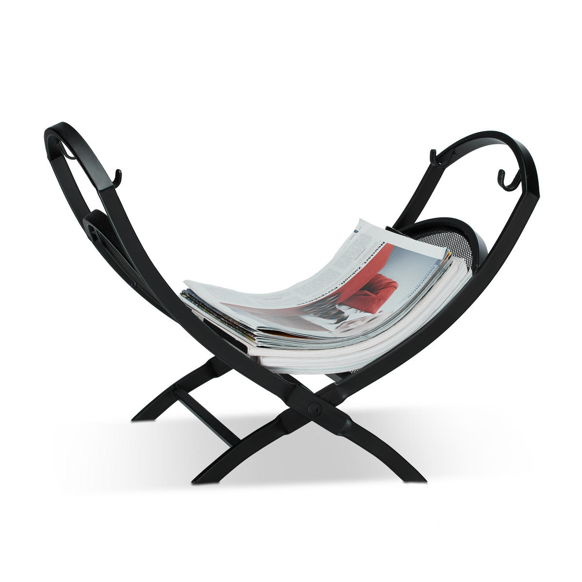 KAMINHOLZKORB - Schwarz, Textil/Metall (43.5/32/32cm) - Relaxdays