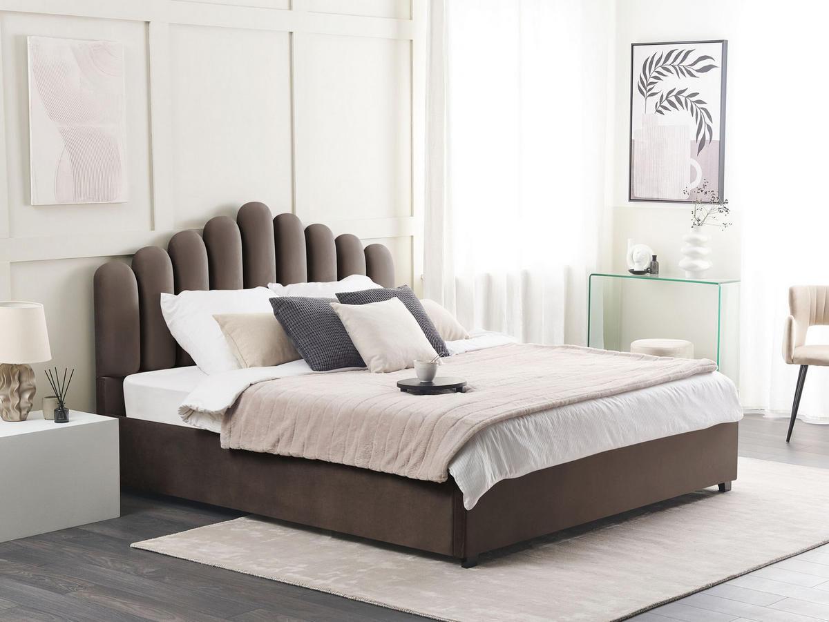 POLSTERBETT 180x200 cm Beige Vincennes - Taupe, Textil (180/200cm) - Beliani